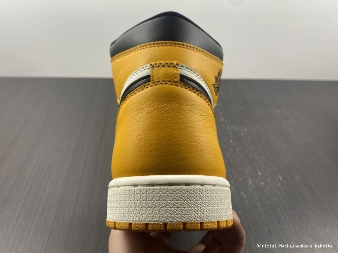 Official Maikesneakers High OG Yellow 1 Air Jordan Toe 555088-711 0810